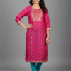 Vibrant Rani Pink Banarasi Silk Kurti