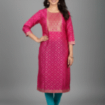 Vibrant Rani Pink Banarasi Silk Kurti