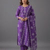 Violet Murshidabad Silk Kurti Set with Dupatta & Palazzo Pant