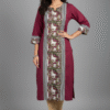 Maroon Raw Silk Kurti with Patch Work Detailing
