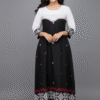 Black and White Cotton Jamdani One-Piece Dress/Gown