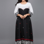 Black and White Cotton Jamdani One-Piece Dress/Gown