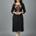 Black Elegant Raw Silk Kurti with Zardosi Hand Work