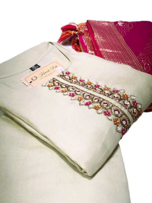 Elegant Tissue Fabric Kurti with Zardosi Work, Palazzo & Banarasi Dupatta Set