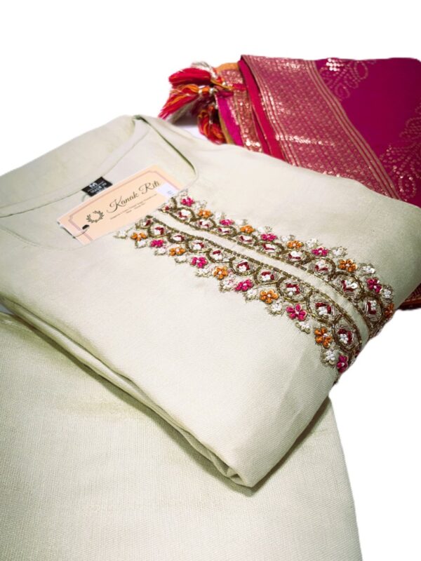 Elegant Tissue Fabric Kurti with Zardosi Work, Palazzo & Banarasi Dupatta Set
