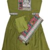Olive Green Chanderi Silk Anarkali Kurti Set with Thread Work