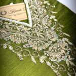 Olive Green Raw Silk Kurti with Zardosi Hand Work | Elegant Festive Wear by KanakRiti