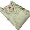 Light Pesta Green Linen Kurti with Kantha Stitch Work