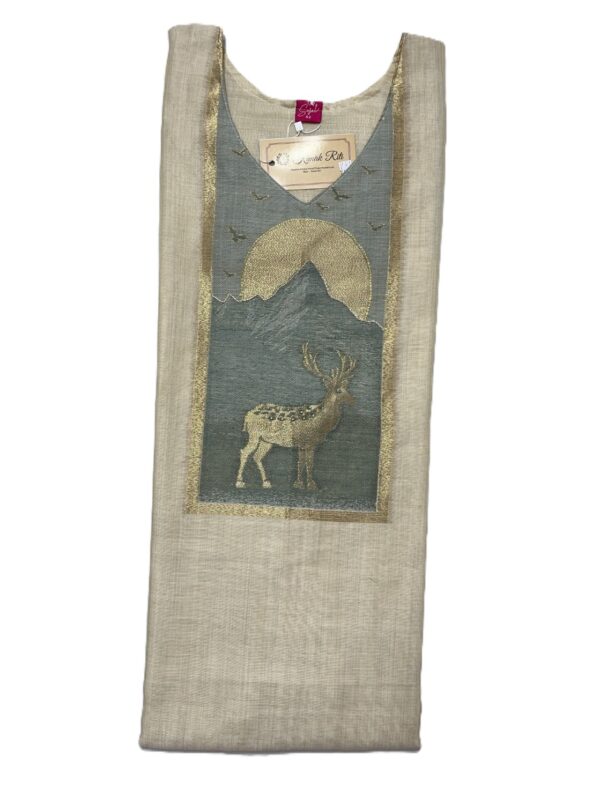 Off-White Weaved Tassar Kurti with Pant & Dupatta – Elegant Zari Work