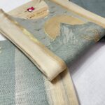 Off-White Weaved Tassar Kurti with Pant & Dupatta – Elegant Zari Work