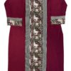 Maroon Raw Silk Kurti with Patch Work Detailing