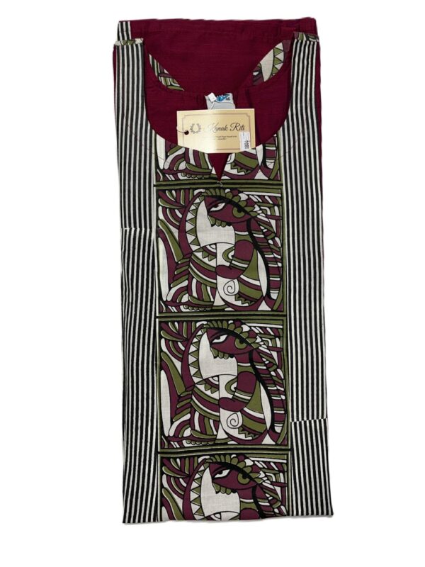 Maroon Raw Silk Kurti with Patch Work Detailing