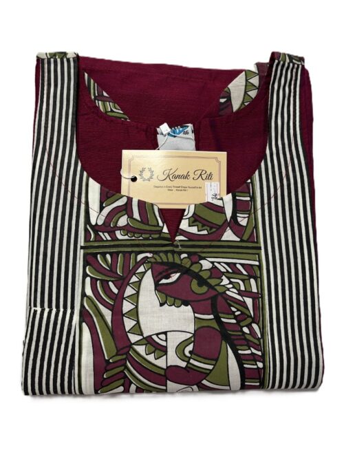 Maroon Raw Silk Kurti with Patch Work Detailing