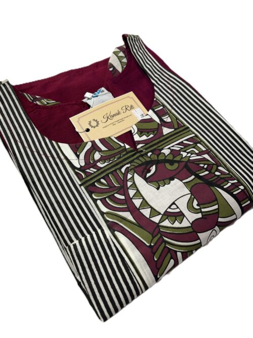 Maroon Raw Silk Kurti with Patch Work Detailing