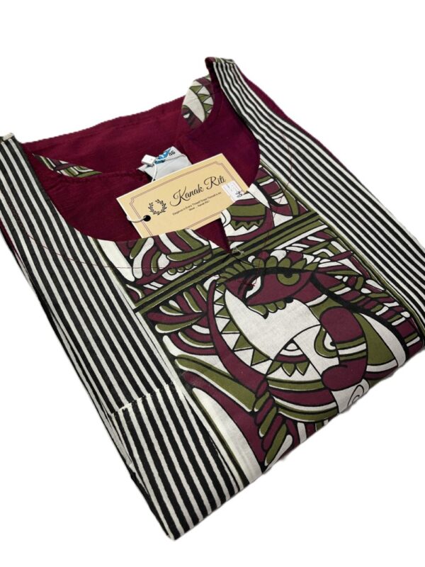Maroon Raw Silk Kurti with Patch Work Detailing