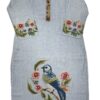 Sky Blue Linen Kurti with Threaded Hand Work & Digital Print