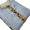 Sky Blue Linen Kurti with Threaded Hand Work & Digital Print