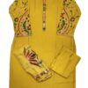 Mustard Yellow Silk Kurti Set with Hand-Painted Katha Work & Organza Dupatta