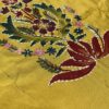 Mustard Yellow Silk Kurti Set with Hand-Painted Katha Work & Organza Dupatta