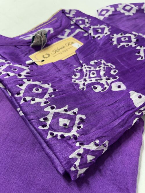Violet Murshidabad Silk Kurti Set with Dupatta & Palazzo Pant