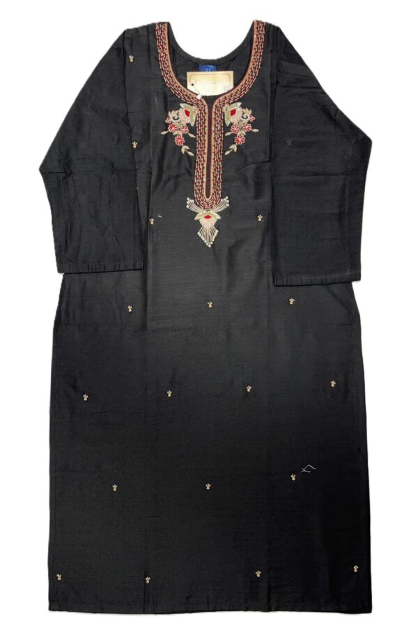 Black Elegant Raw Silk Kurti with Zardosi Hand Work