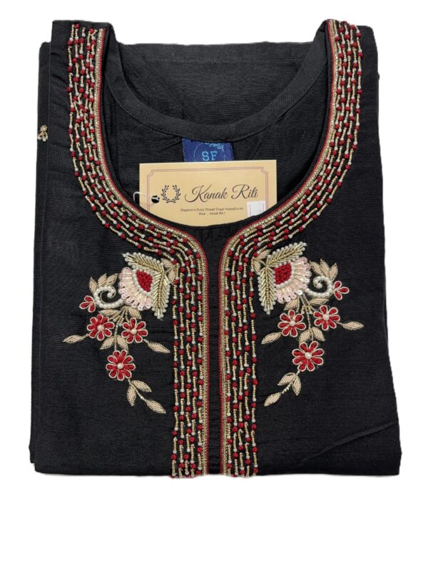 Black Elegant Raw Silk Kurti with Zardosi Hand Work