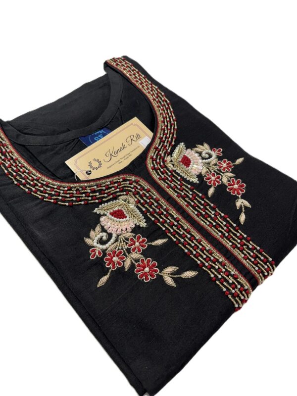 Black Elegant Raw Silk Kurti with Zardosi Hand Work