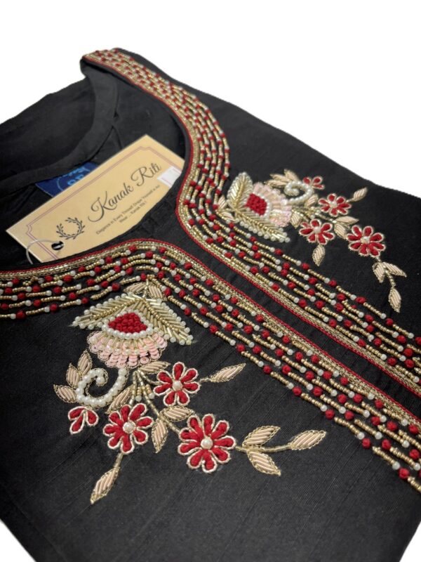 Black Elegant Raw Silk Kurti with Zardosi Hand Work