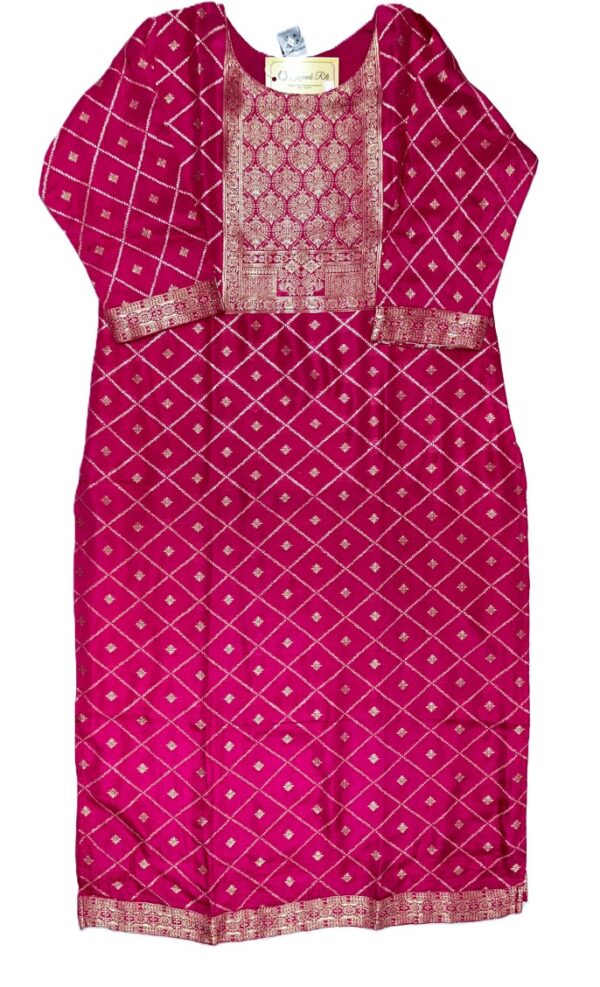Vibrant Rani Pink Banarasi Silk Kurti