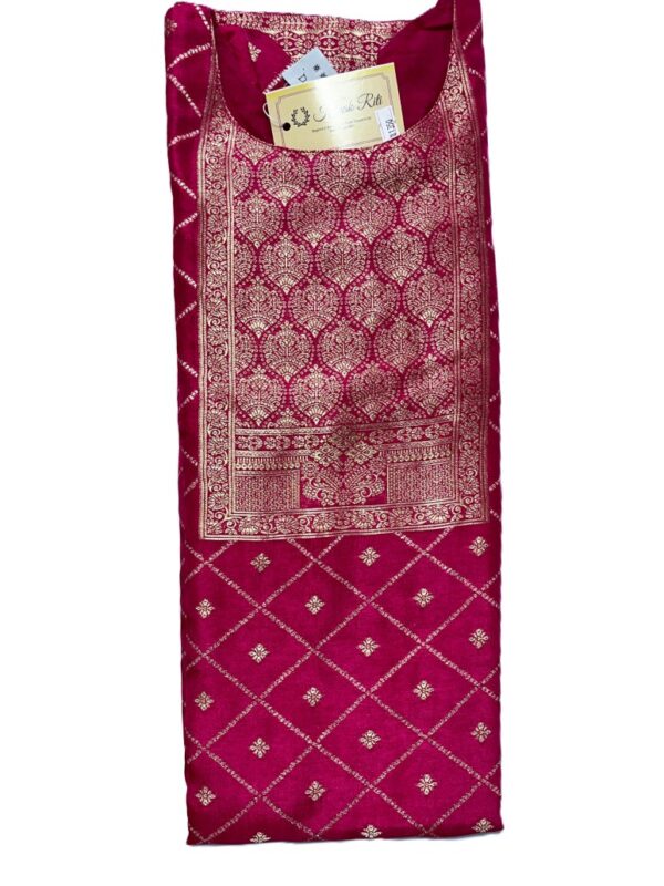 Vibrant Rani Pink Banarasi Silk Kurti
