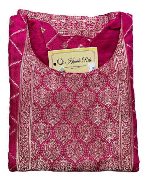 Vibrant Rani Pink Banarasi Silk Kurti