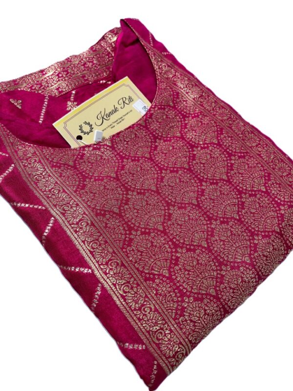 Vibrant Rani Pink Banarasi Silk Kurti