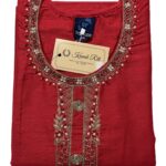 Red Raw Silk Kurti with Zardosi Hand Work