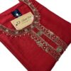Red Raw Silk Kurti with Zardosi Hand Work