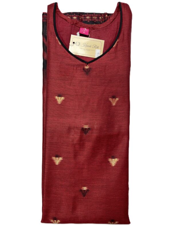 Maroon Soft Tasar Banarasi Kurti Set with Dupatta & Pant