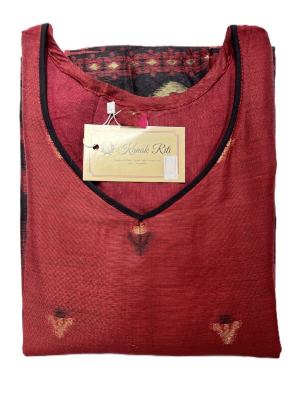 Maroon Soft Tasar Banarasi Kurti Set with Dupatta & Pant