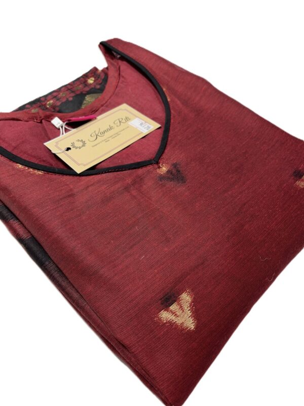 Maroon Soft Tasar Banarasi Kurti Set with Dupatta & Pant