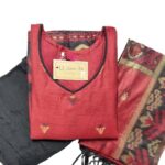 Maroon Soft Tasar Banarasi Kurti Set with Dupatta & Pant
