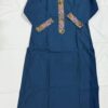 Navy Blue Silk Kurti Set with Hand-Stitched Embroidery & Printed Organza Dupatta – Palazzo Ethnic Wear