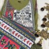 Olive Green Chanderi Silk Anarkali Kurti Set with Thread Work