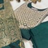 Dark Green Silk Kurti Set with Mirror & Cutdana Work, Pant & Dupatta | Festive Ethnic Wear by KanakRiti