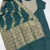 Dark Green Silk Kurti Set with Mirror & Cutdana Work, Pant & Dupatta | Festive Ethnic Wear by KanakRiti