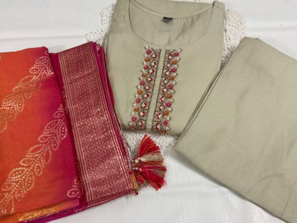 Elegant Tissue Fabric Kurti with Zardosi Work, Palazzo & Banarasi Dupatta Set