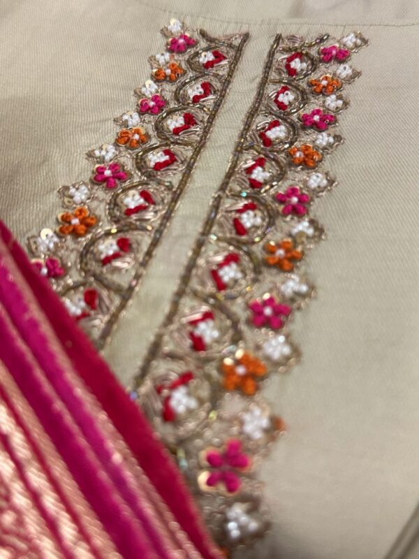 Elegant Tissue Fabric Kurti with Zardosi Work, Palazzo & Banarasi Dupatta Set