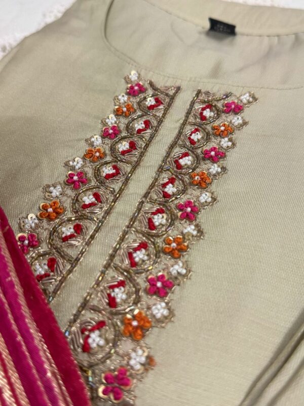 Elegant Tissue Fabric Kurti with Zardosi Work, Palazzo & Banarasi Dupatta Set