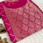 Vibrant Rani Pink Banarasi Silk Kurti