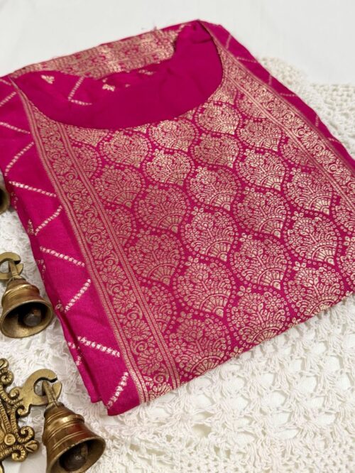 Vibrant Rani Pink Banarasi Silk Kurti