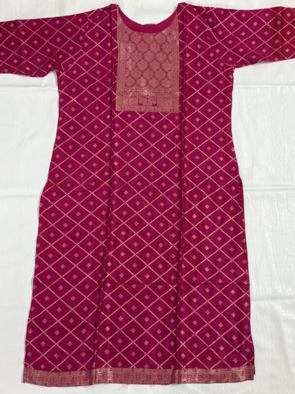 Vibrant Rani Pink Banarasi Silk Kurti