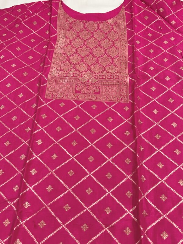 Vibrant Rani Pink Banarasi Silk Kurti