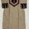 Khaki Raw Silk Kurti with Ajrakh Print & Thread Work